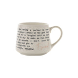 Friend Script and Typewriter Message Stoneware Mug - White