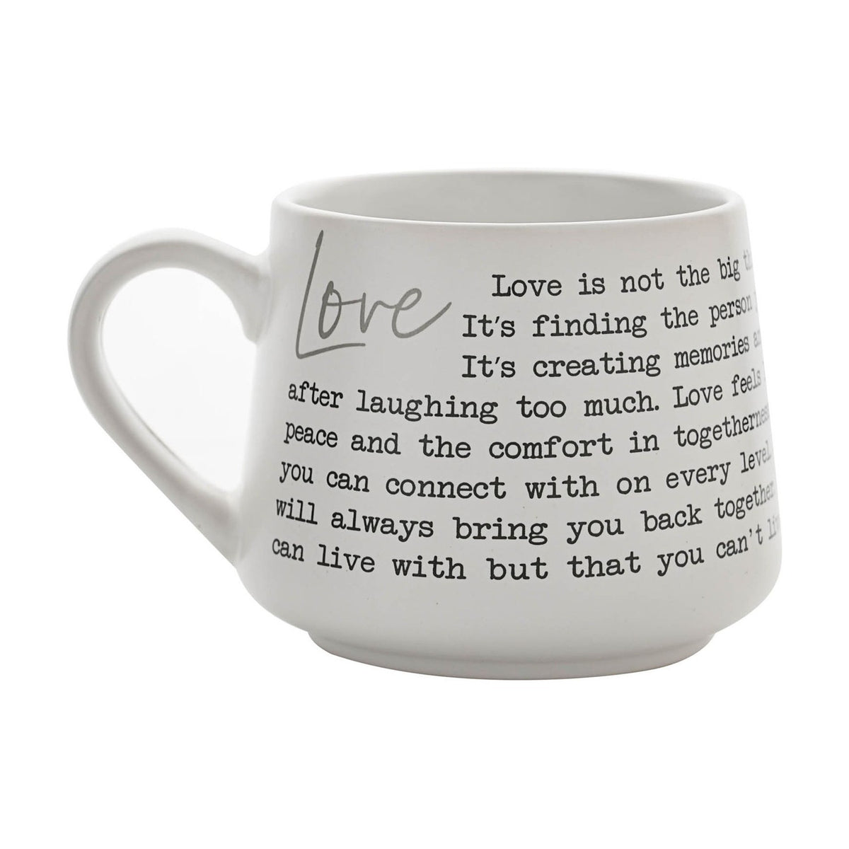 Love Wraparound Quote Print Round Matt Stoneware Mug - White