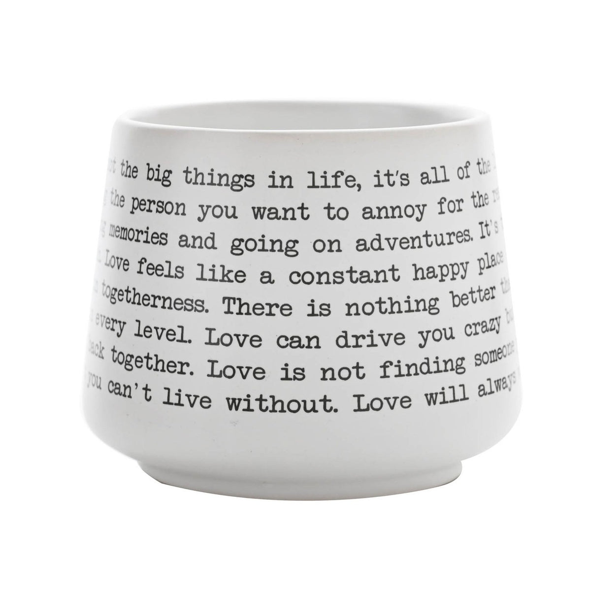 Love Wraparound Quote Print Round Matt Stoneware Mug - White