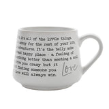Love Wraparound Quote Print Round Matt Stoneware Mug - White