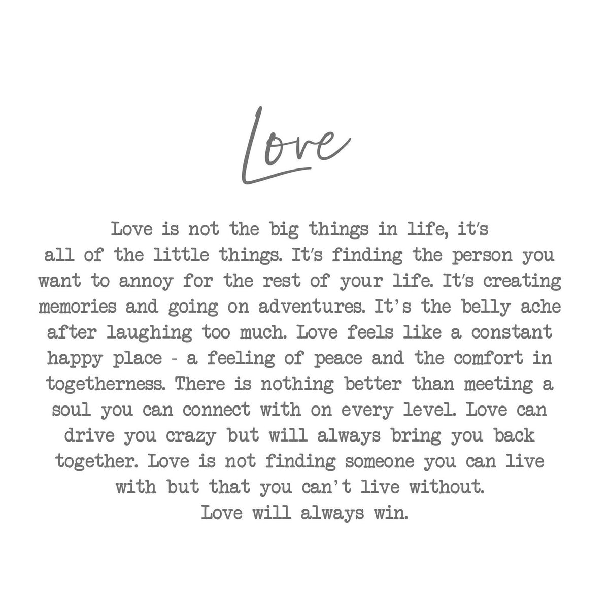 Love Wraparound Quote Print Round Matt Stoneware Mug - White