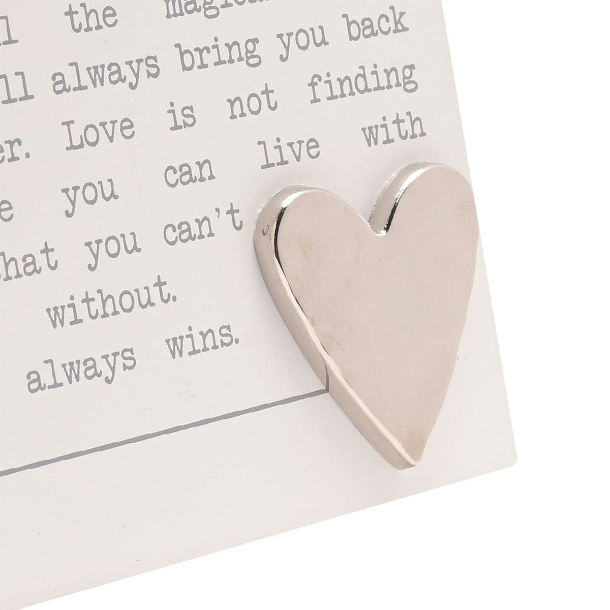 Love Verse Standing Wooden Plaque with Silver Heart - White