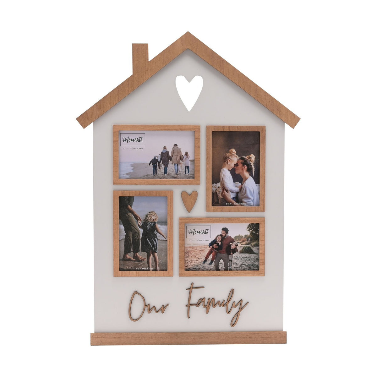 Our Family House Wooden Wall Collage Photo Frame - White