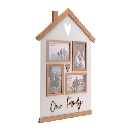 Our Family House Wooden Wall Collage Photo Frame - White