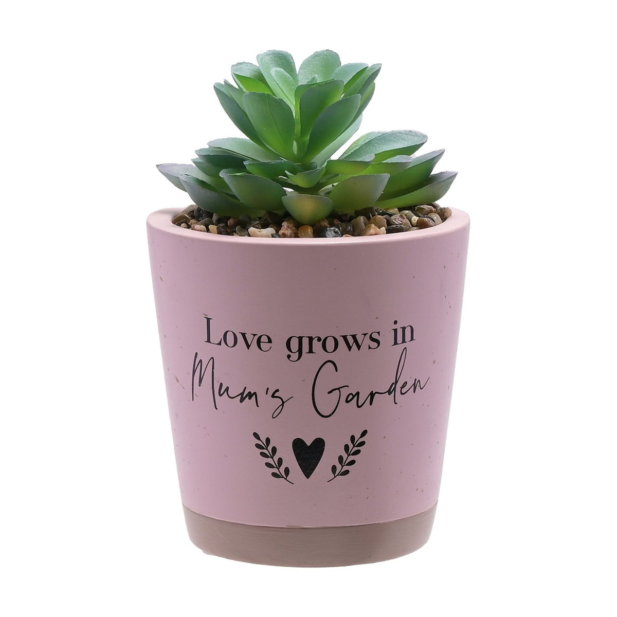 Love Grows in Mum's Garden Potted Succulent Faux Plant - Pink
