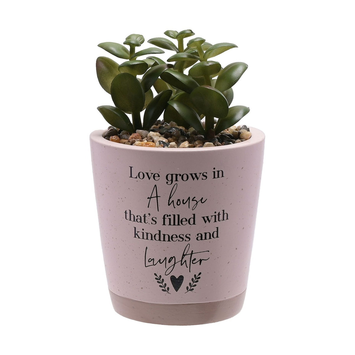 Love Grows Succulent Faux Plant with Speckled Pot - Pink