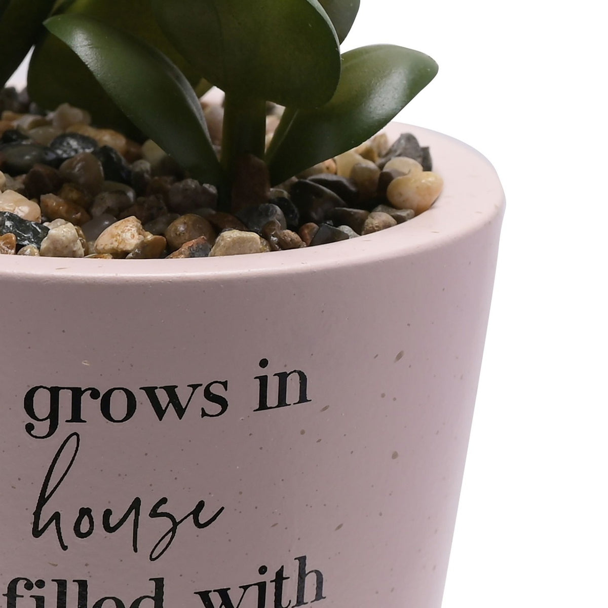 Love Grows Succulent Faux Plant with Speckled Pot - Pink