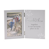 Grandchildren Leaf Print Hinged Photo Frame 6 x 4in - Grey