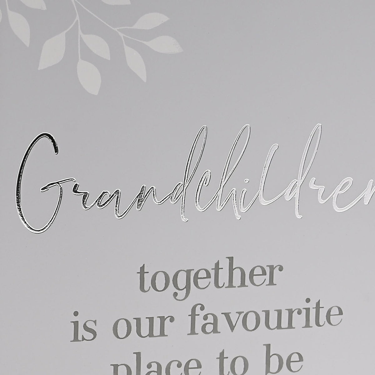 Grandchildren Leaf Print Hinged Photo Frame 6 x 4in - Grey