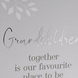 Grandchildren Leaf Print Hinged Photo Frame 6 x 4in - Grey