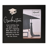 Graduation Wooden Photo Frame with Icon 6 x 4in - Black & Silver