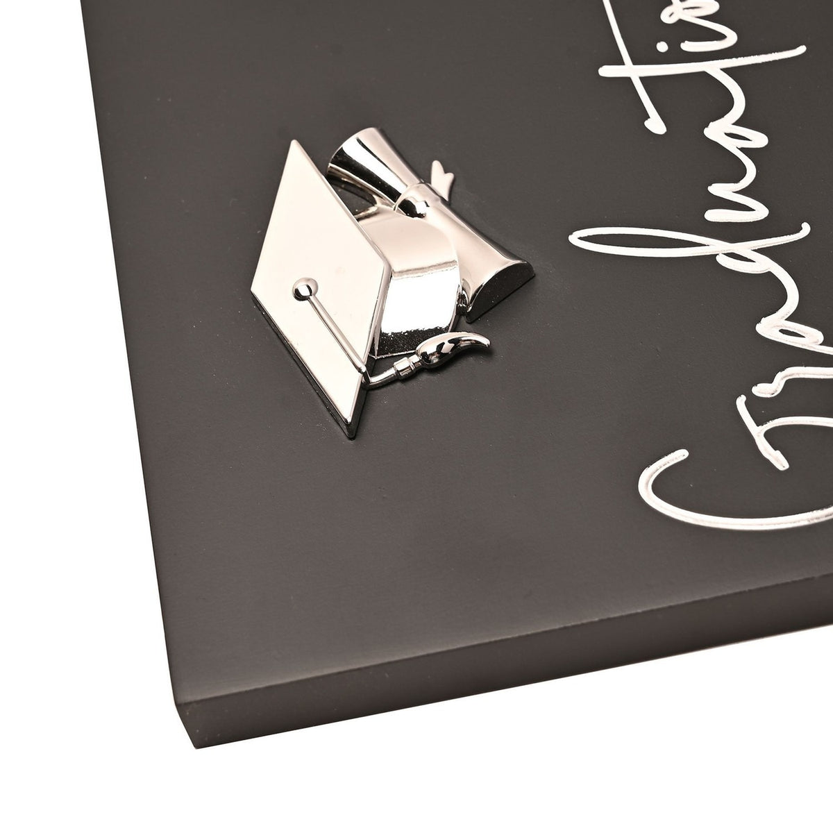 Graduation Wooden Photo Frame with Icon 6 x 4in - Black & Silver