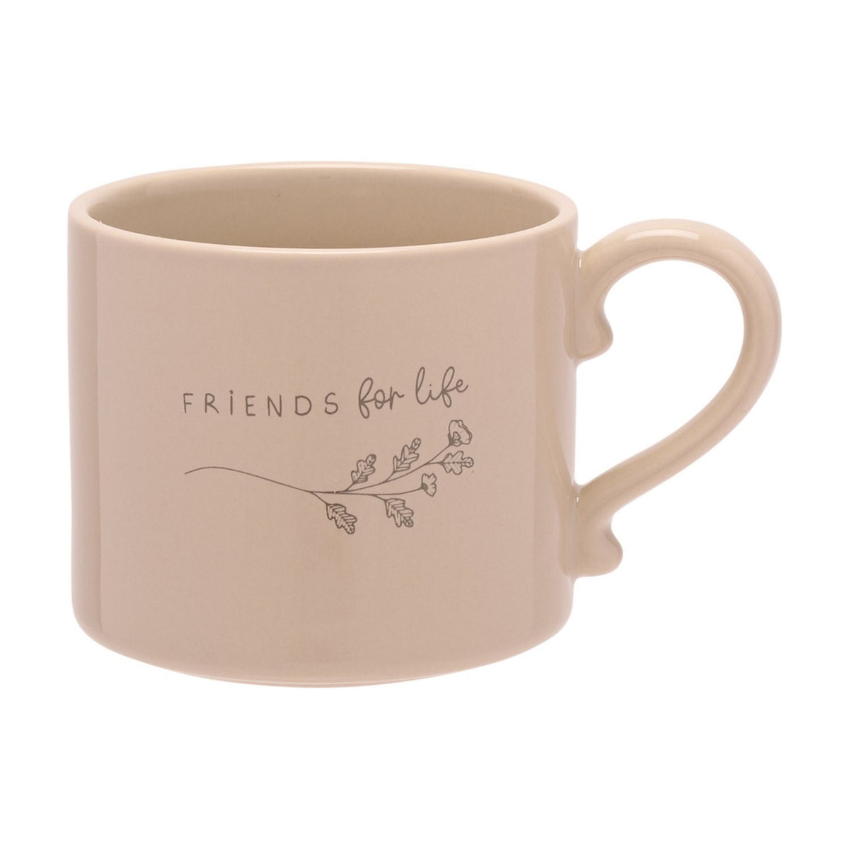 Friends for Life Floral Glazed Stoneware Mug 290ml - Brown