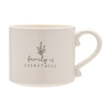 Family Is Everything Leaf Glazed Stoneware Mug 290ml - White
