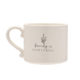 Family Is Everything Leaf Glazed Stoneware Mug 290ml - White