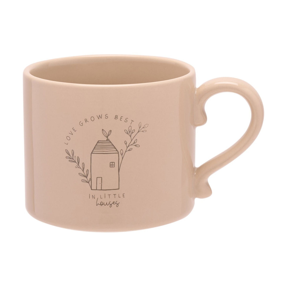 Love Grows Best in Little Houses Glazed Stoneware Mug - Brown