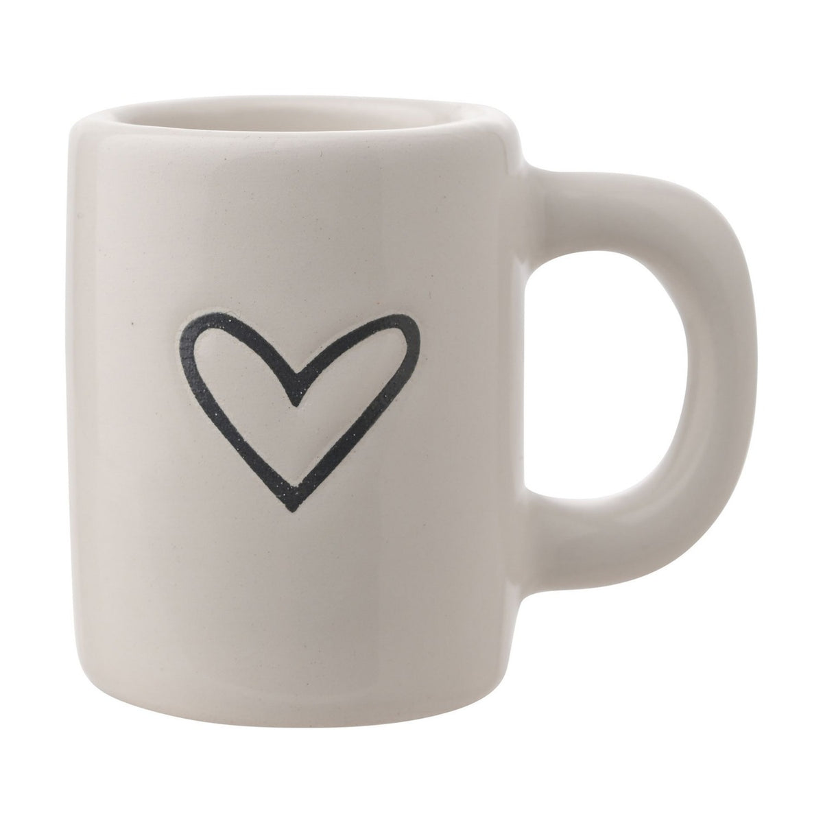 Outline Heart Gloss Ceramic Mini Mug Ornament - White