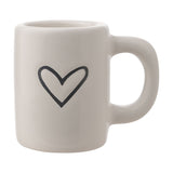 Outline Heart Gloss Ceramic Mini Mug Ornament - White