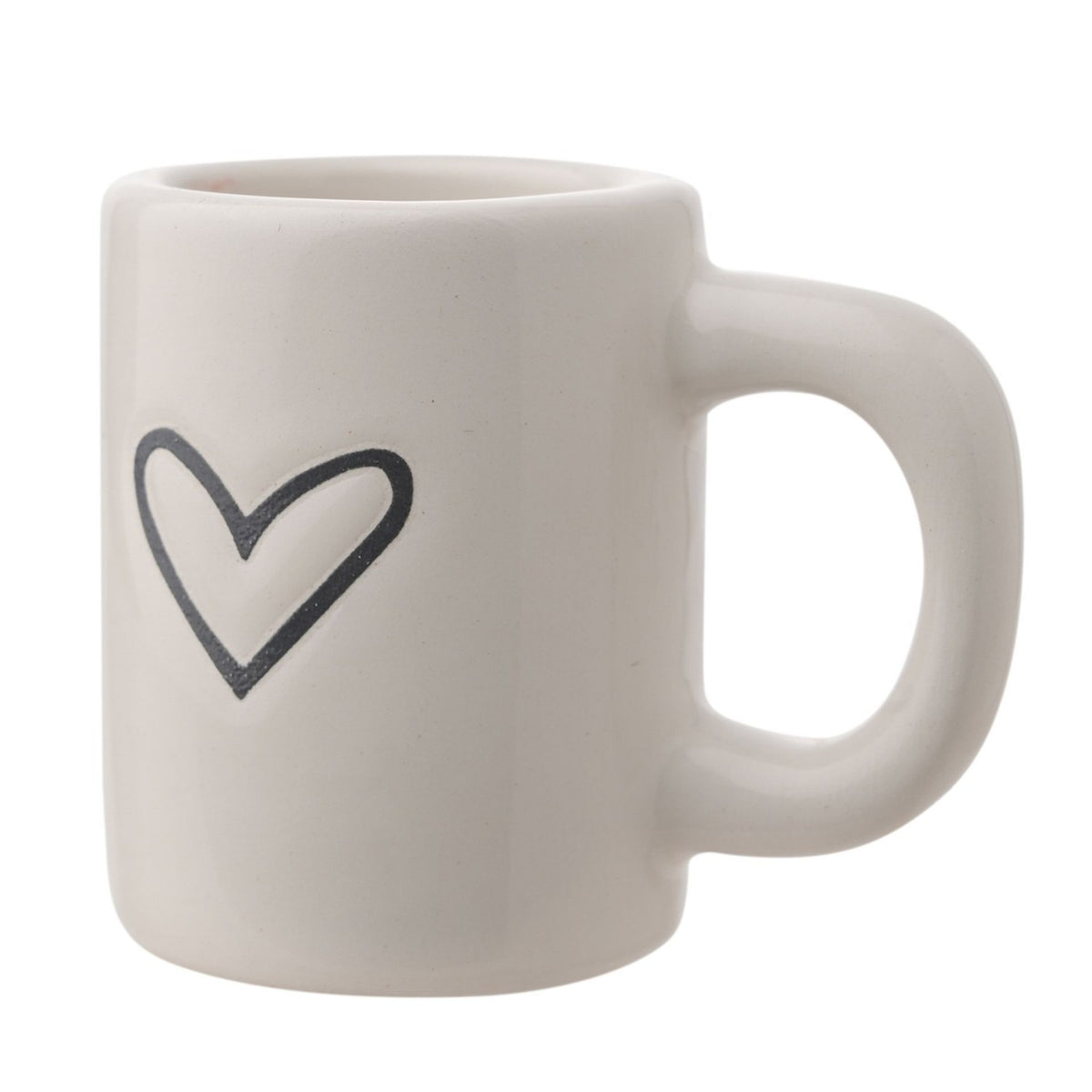 Outline Heart Gloss Ceramic Mini Mug Ornament - White