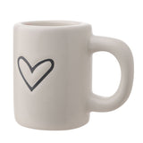 Outline Heart Gloss Ceramic Mini Mug Ornament - White