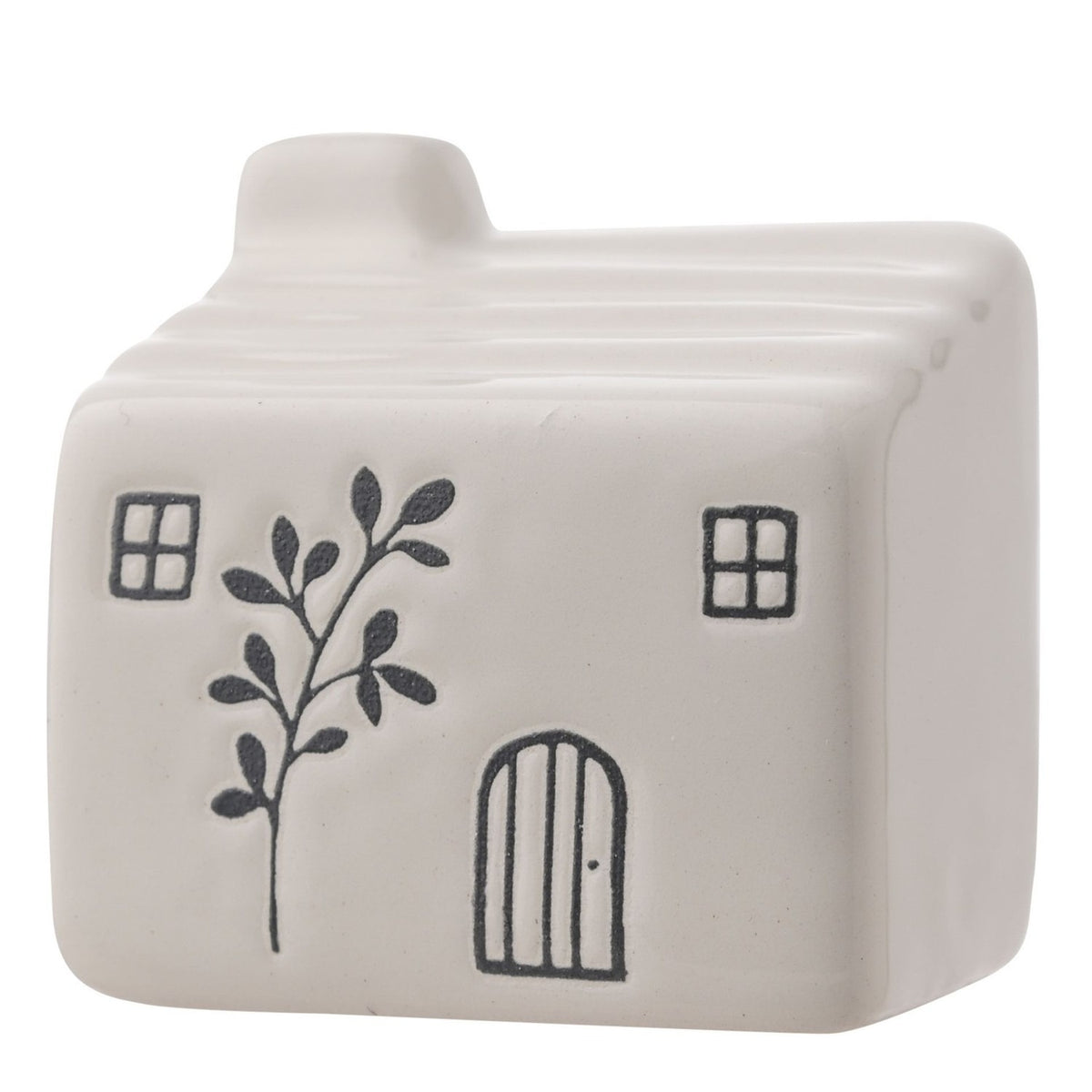 Tree Motif Ceramic Mini House Ornament for Friends - White