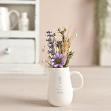 Best Buds Floral Small Glazed Stoneware Jug - Off White