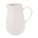 3 Hearts Glazed Stoneware Jug with Pouring Lip - Off White