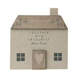 Together Mini House Wooden Wall Art with Heart Door - Beige