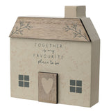 Together Mini House Wooden Wall Art with Heart Door - Beige