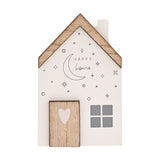 Happy Home Moon Print Mini Wooden House Decoration - Beige
