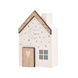 Happy Home Moon Print Mini Wooden House Decoration - Beige
