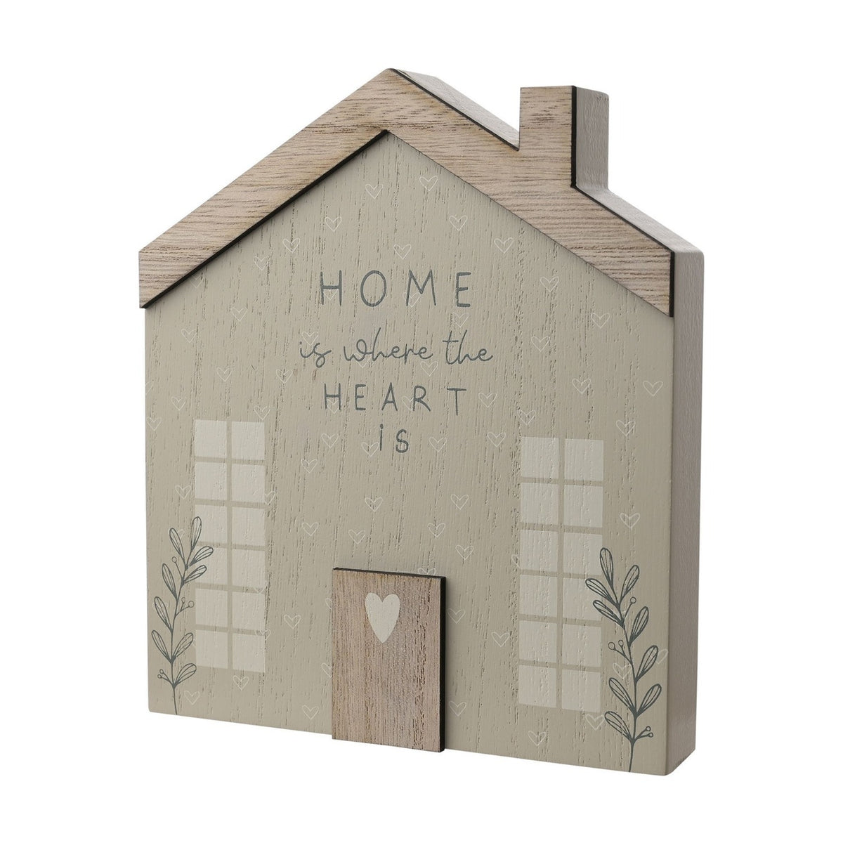 Where The Heart Is Mini Wooden House Decoration - Grey