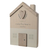 Family Mini House Wooden Wall Art with Raised Heart - Beige