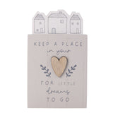 Little Dreams Houses Wooden Mantel Plaque with Heart - Grey