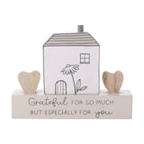 Grateful for You Little Houses Wooden Plaque - White & Grey