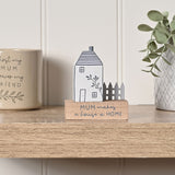 Little Houses Wooden Mum Plaque with Picket Fence - White