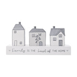 Family Little Houses Freestanding Wooden Plaque - White