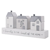 Family Little Houses Freestanding Wooden Plaque - White