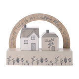 My Happy Place Arched Little Houses Wooden Plaque - Grey