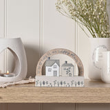 My Happy Place Arched Little Houses Wooden Plaque - Grey