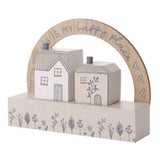 My Happy Place Arched Little Houses Wooden Plaque - Grey