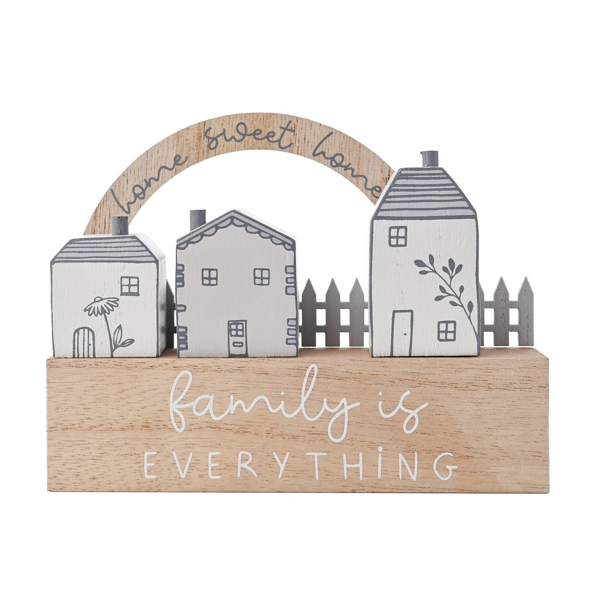 Family Is Everything Little Houses Wooden Plaque - Brown