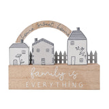 Family Is Everything Little Houses Wooden Plaque - Brown
