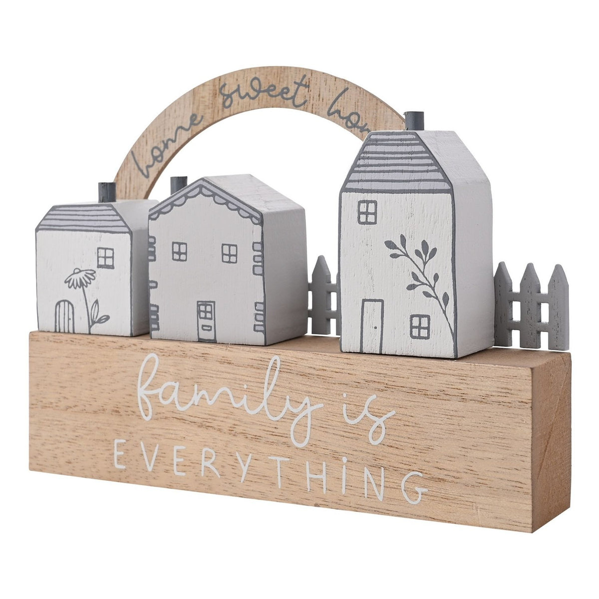 Family Is Everything Little Houses Wooden Plaque - Brown