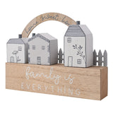 Family Is Everything Little Houses Wooden Plaque - Brown
