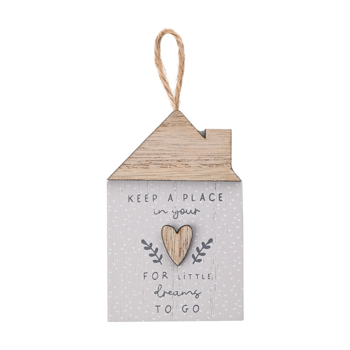 Little Dreams House Mini Wooden Plaque - Grey & Natural