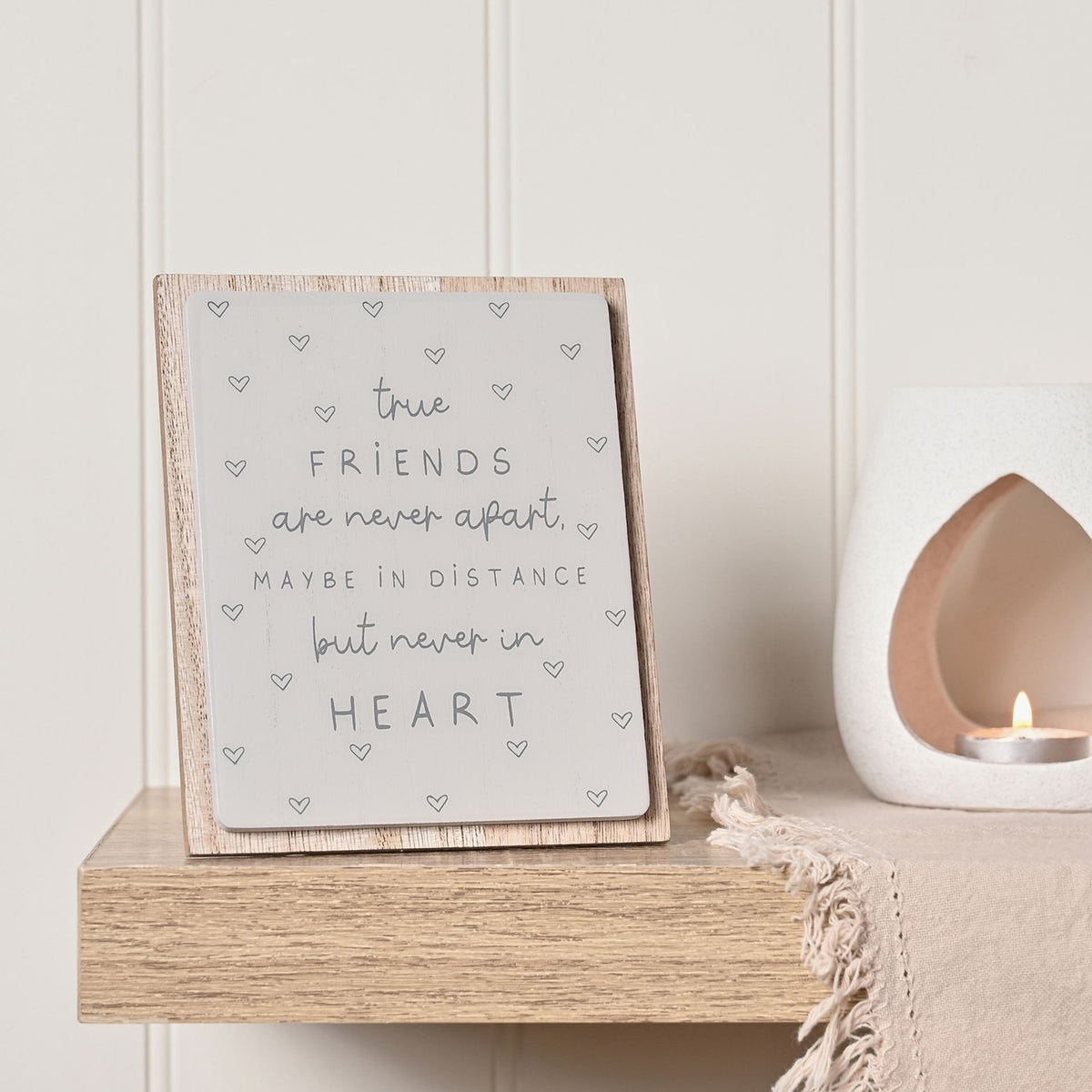 True Friends Layered Wooden Plaque with Easel Back - Grey