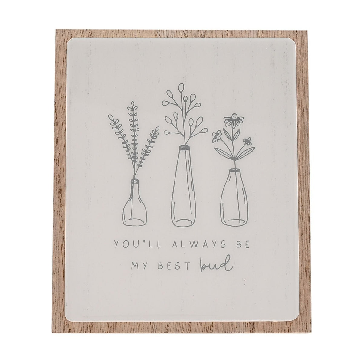 Best Bud Floral Layered Wooden Plaque with Stand - White