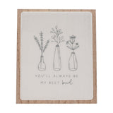 Best Bud Floral Layered Wooden Plaque with Stand - White