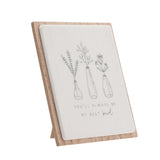 Best Bud Floral Layered Wooden Plaque with Stand - White